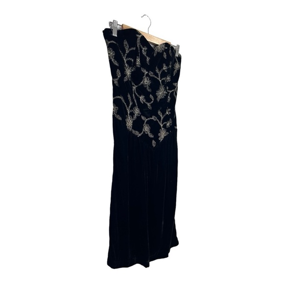 VINTAGE Positively Ellyn Velvet Strapless Sweetheart Neckline Mini Dress Black - Picture 2 of 9